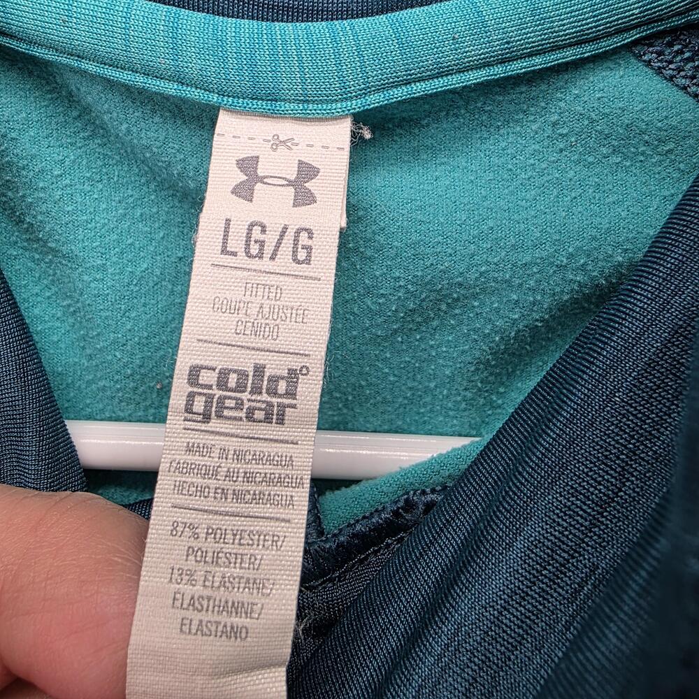 Under Armour ColdGear Pullover Womens LG Green 1/4 Zip Mock Neck Thermal - Picture 5 of 6